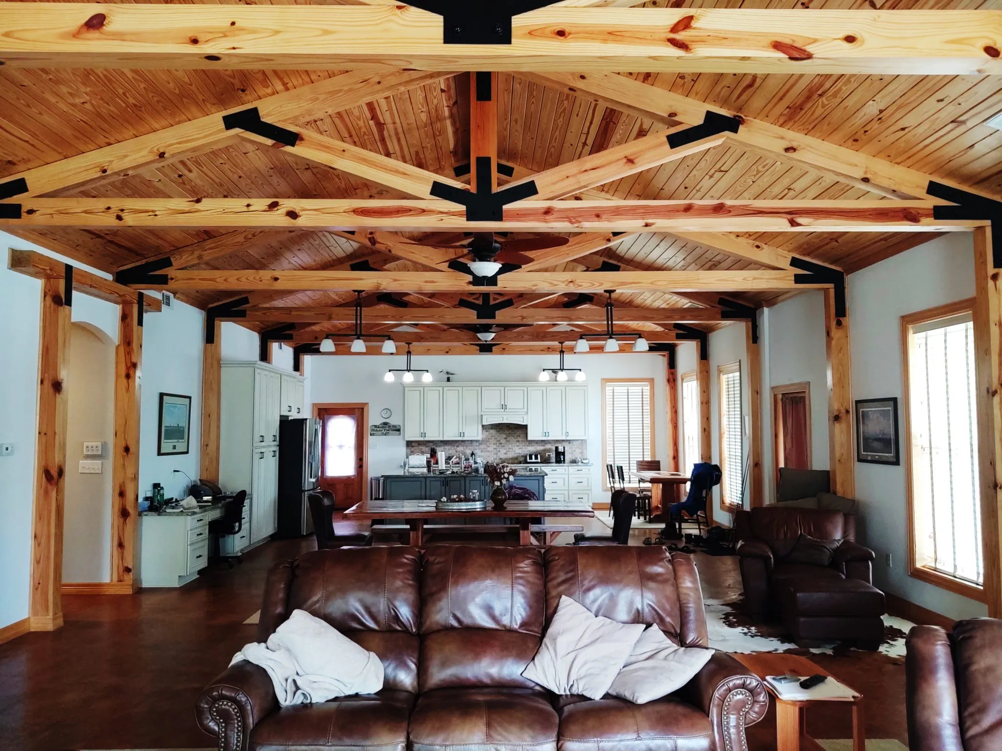 aesthetic timber trusses installed in liverpool fish camp house
