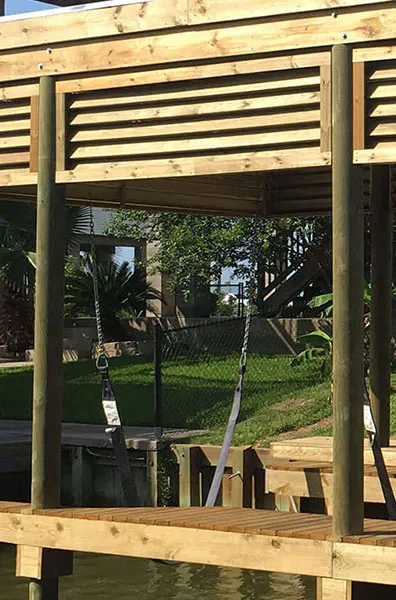 boat house gun barrel pilings poles