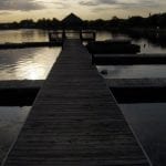 Dock pier walkway and gazebo built with marine treated lumber from American Pole & Timber.