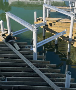 Close Up of EcoPile Pilings Installed at Rockport Key Allegro