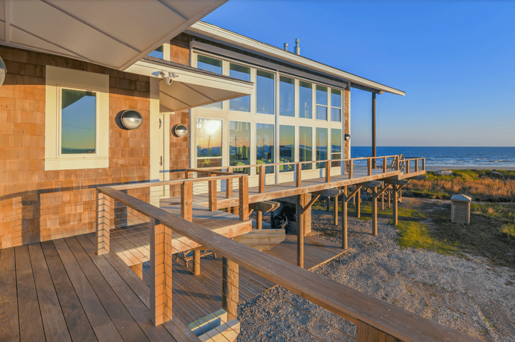 custom timber railing decking beach house