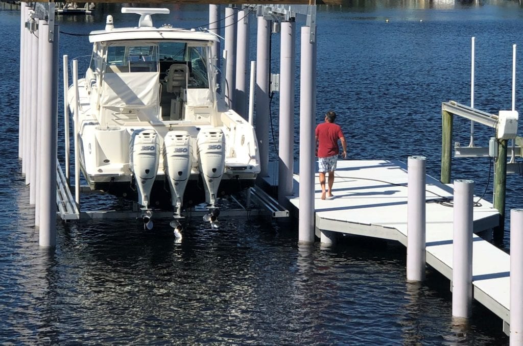 EcoPile installed at boathouse at dock