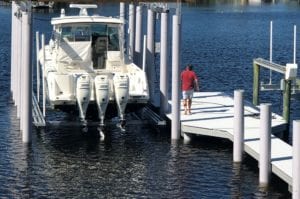 Ecopile installed at boathouse at dock