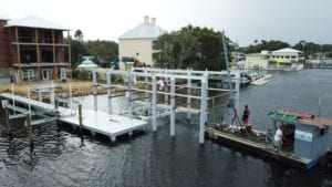 EcoPile boathouse and dock in construction