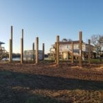 installed treated timber beach home foundation pilings