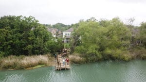 Custom residential dock built with pressure treated lumber from American Pole & Timber.