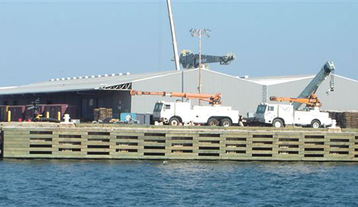 timber fender system in water BIG